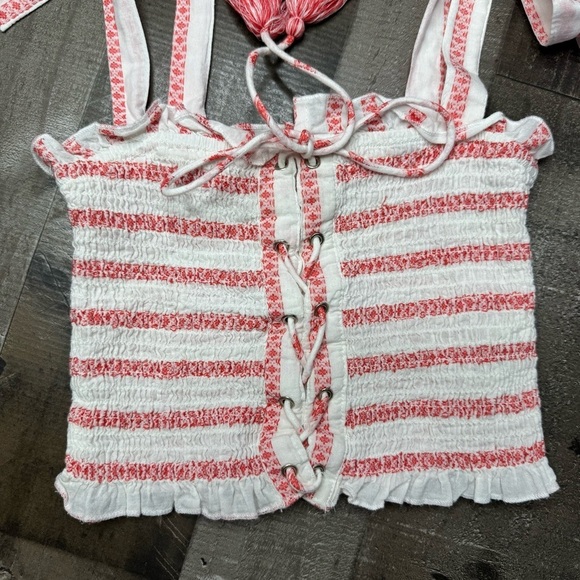 Free People Pink and White Crop Top - Picture 5 of 14